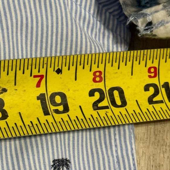 Denim & Flower Ricky Singh Mens Blue Striped Palm Tree Short Sleeve Shirt M - Picture 4 of 4